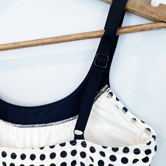 NEW Coco Reef Draped Polka Dot Tankini Top Black & White Size 34C - Picture 6 of 12